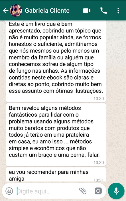 Depoimento sobre o tratamento caseiro de micose de unhas