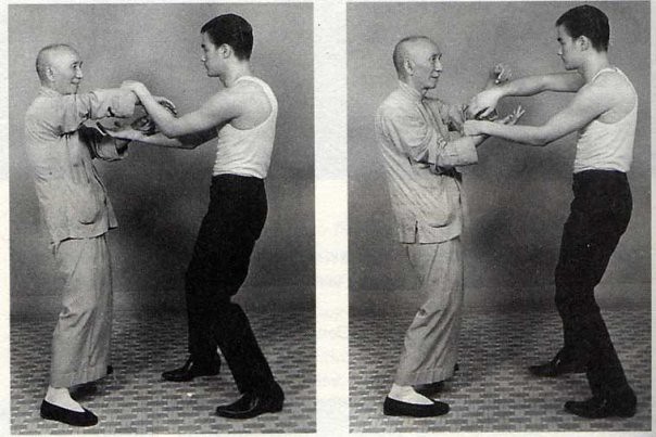 Mestre Ip e Bruce Lee em treinamento