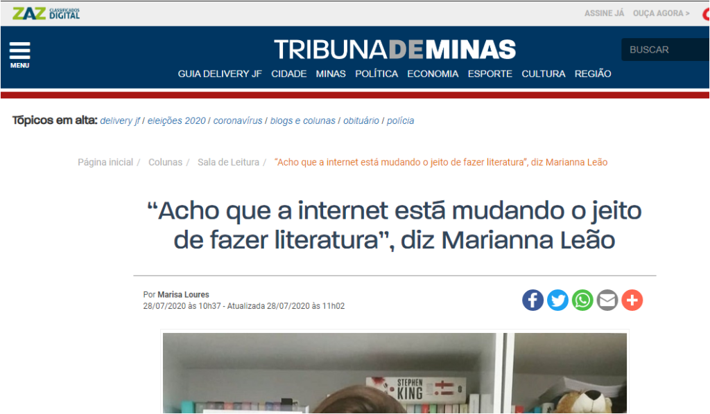 “Acho que a internet está mudando o jeito de fazer literatura”, diz Marianna Leão