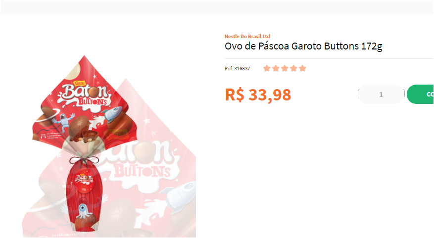 ovo garoto buttons 172 gr preço