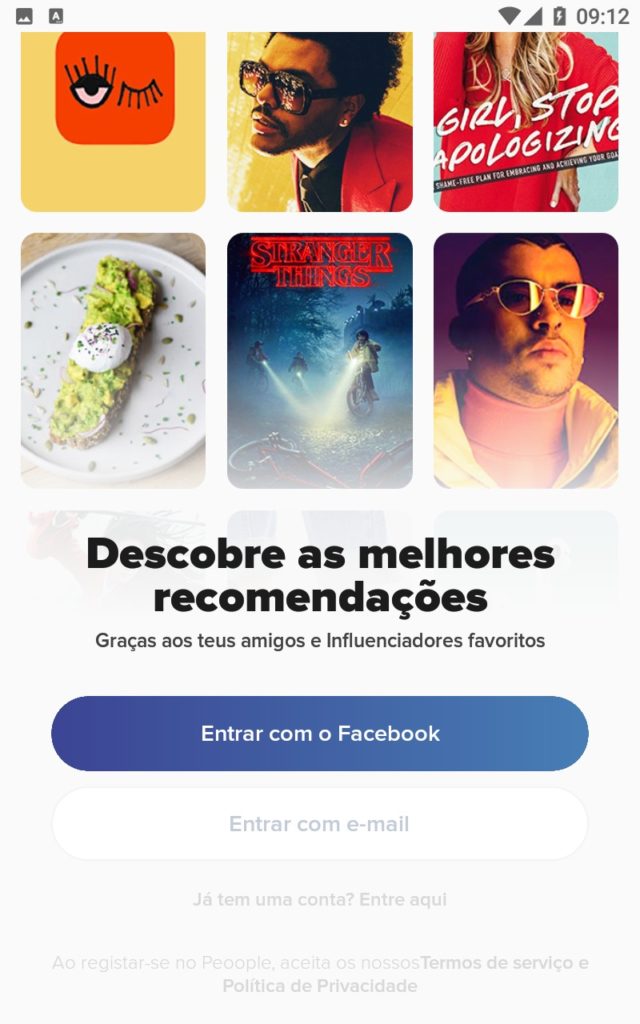 Passo 2 - Faça login pela sua conta do Facebook ou crie uma conta com seu endereço de email