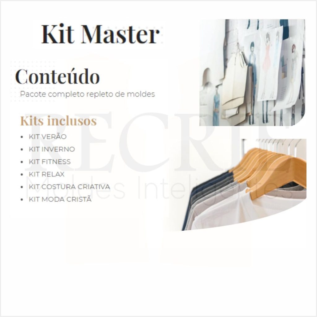 kits de moldes roupas verão, inverno, fitness, relax costura criativa e moda cristã