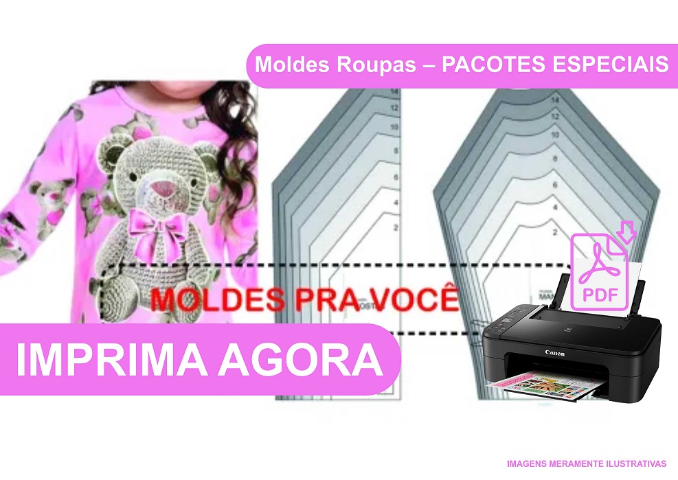 Moldes Roupas – PACOTES ESPECIAIS - Para baixar e imprimir