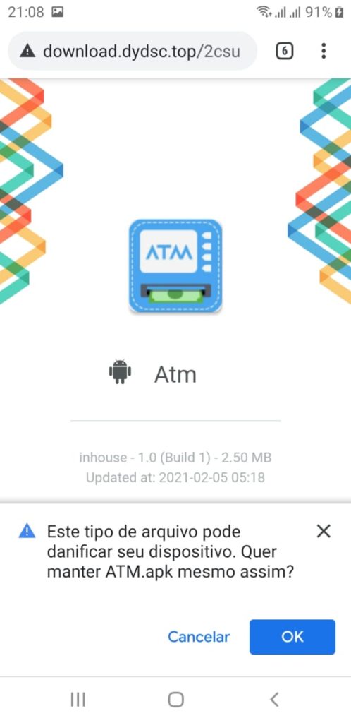 screenshot android aviso do sistema