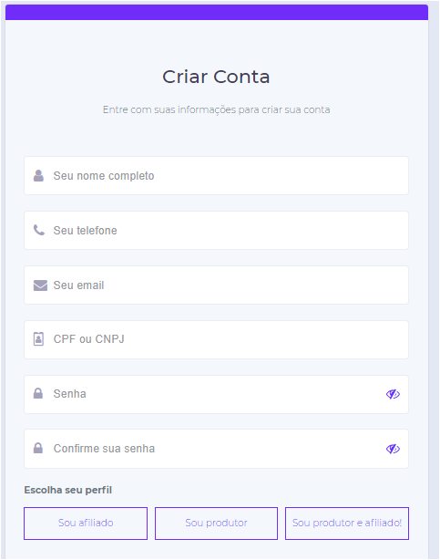 como criar uma conta na Braip - plataforma de produtos digitais