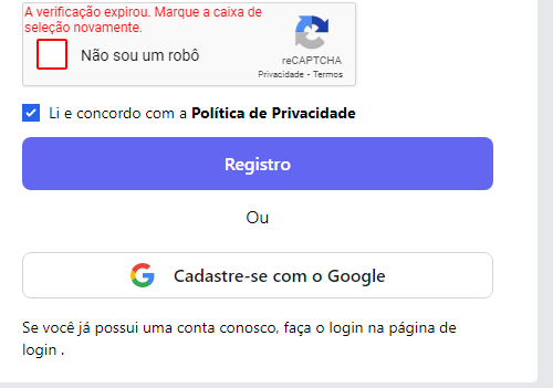 Você tem a opção mais simples e rápida de entrar com sua conta do Google