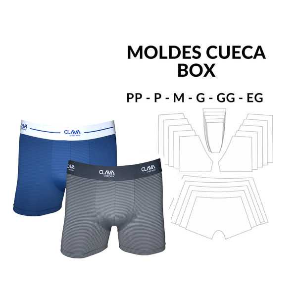 Moldes de Roupa Íntima Masculina Box para imprimir - imagens meramente ilustrativas