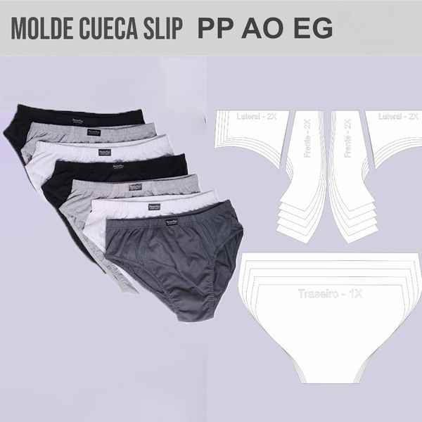 Moldes Roupa Íntima Masculina Slip para imprimir (PDF)