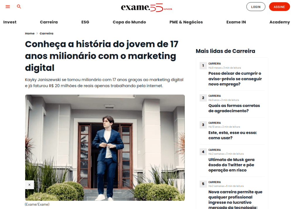 jovem de 17 anos milionário com o marketing digital