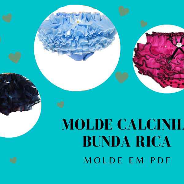 Molde Roupa Íntima Feminina Bumbum Rica - pdf - baixar - tamanho real - para imprimir