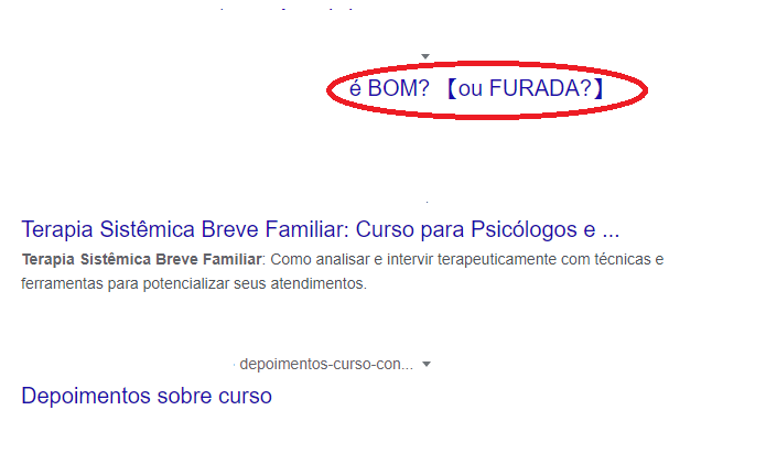 Resultado das buscas por reclamação do Curso Terapia Sistemica Familiar no Google