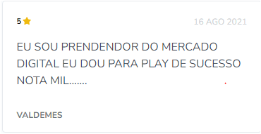 comentário positivo curso play de sucesso - avaliações na plataforma hotmart 3