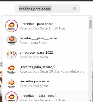 receitas para secar instagram