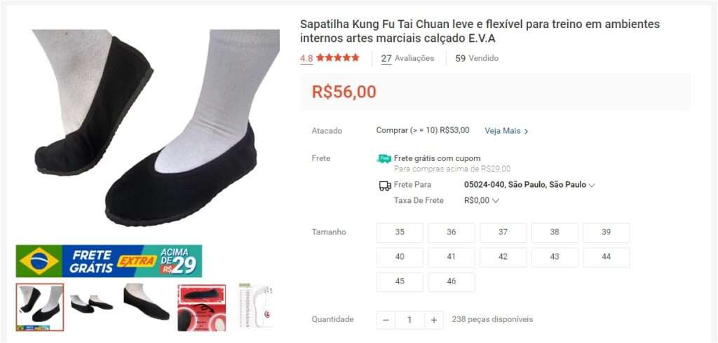 Roupas para a prática do Tai Chi Chuan - sapatilhas